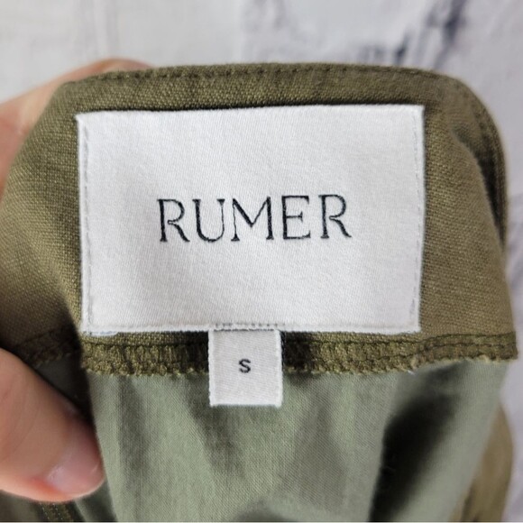 Rumer The Label olive green Byron ring asymmetrical front hem linen maxi skirt - Picture 7 of 12